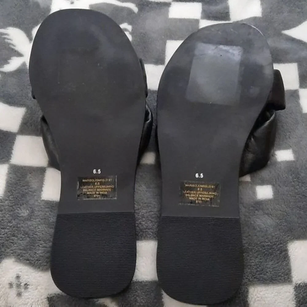 Steve Madden Black Knotted Slide Sandals with Stud Accents